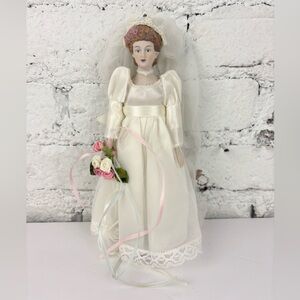Vintage Shmid Doll House Porcelain Bride Molded Hair Doll